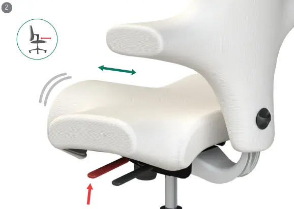 Réglage de la profondeur d’assise de la HÅG Capisco à l’aide du levier avant