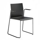 Artesia, stapelbare stoel, zwart met armleggers